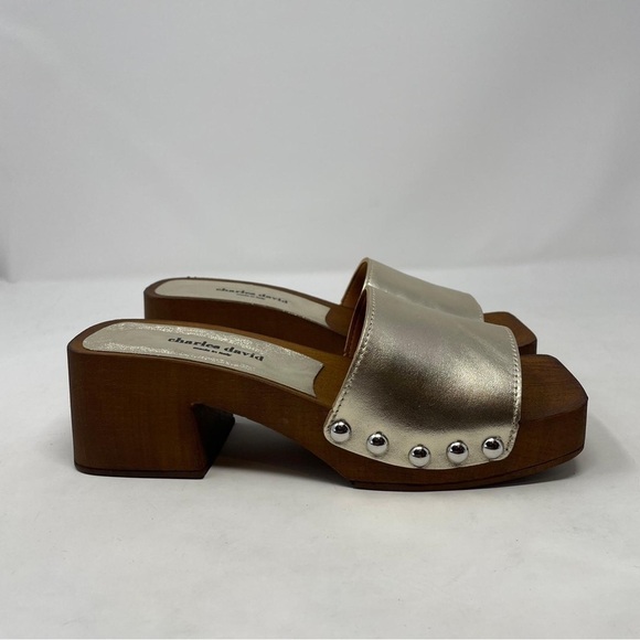 Charles David Nakita Metallic Leather Block Heel Sandal in Light Gold - NWT - Picture 6 of 13